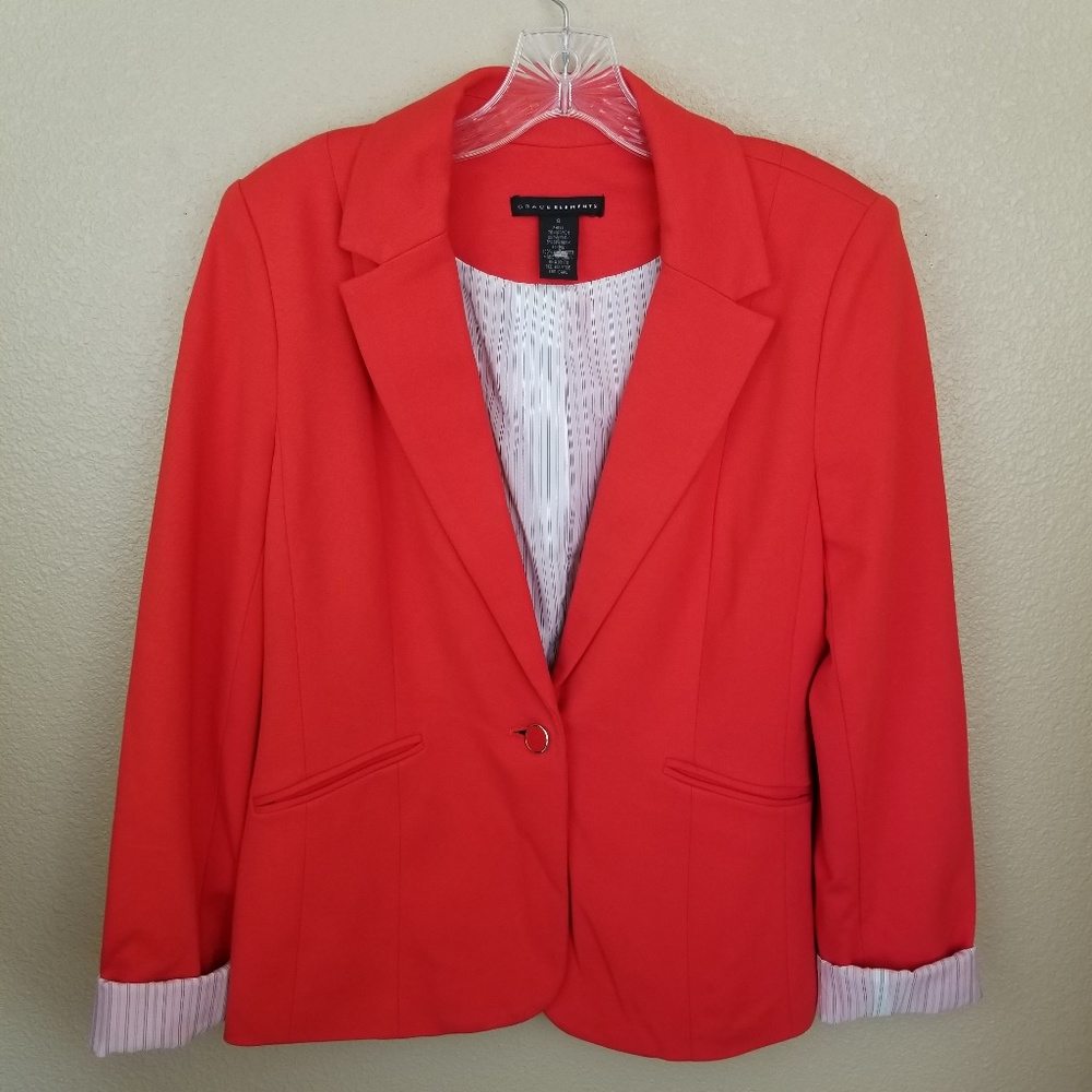 Grace Elements Red One Button Jacket Blazer 8 - image 5